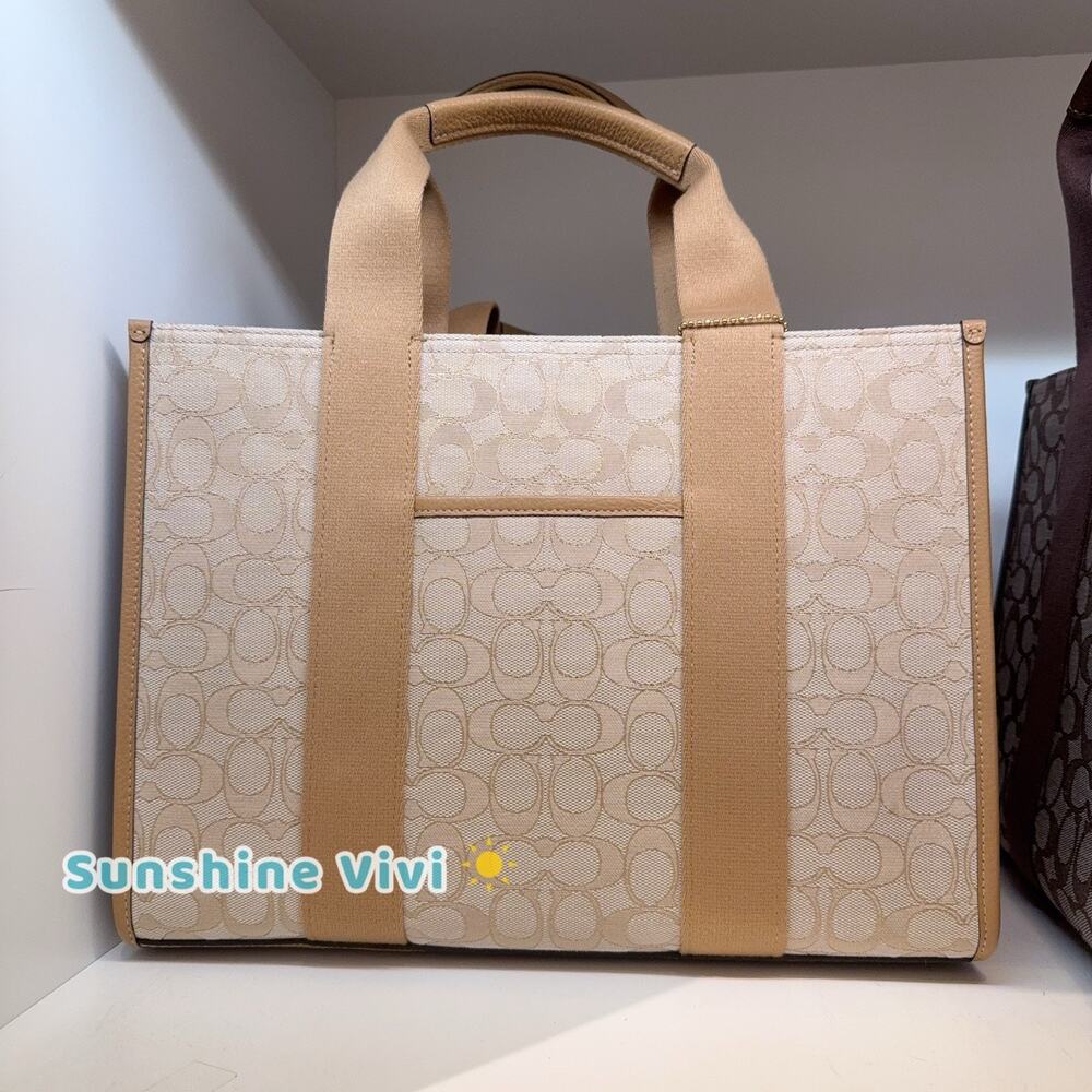 NWT Coach Smith Tote Bag In Signature Jacquard CY367 LIGHT KHAKI MULTI